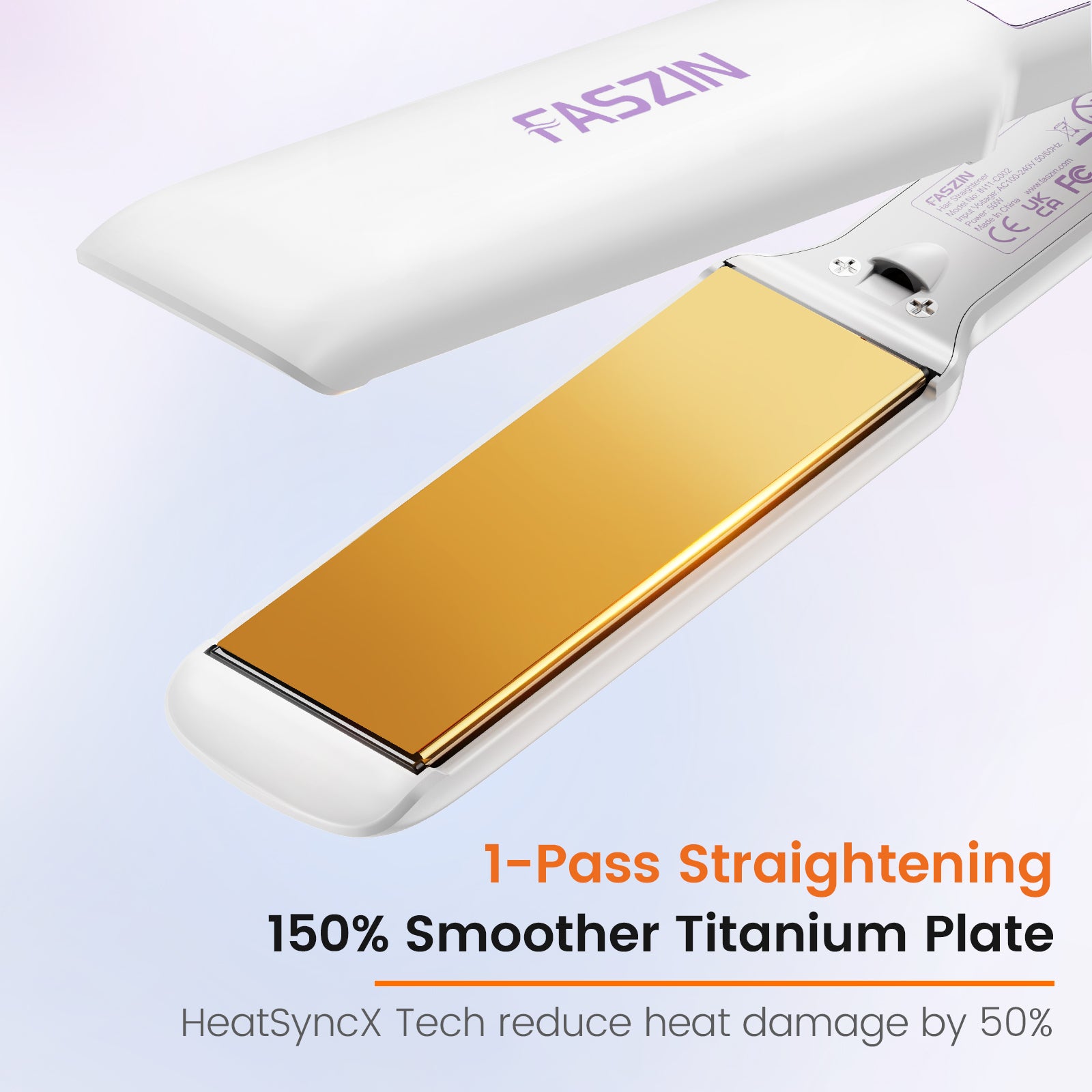 Faszin ShieldPlus F300 Wide Plate Ionic Fast Professional Hair Straightener 2 Inch Titanium Flat Iron