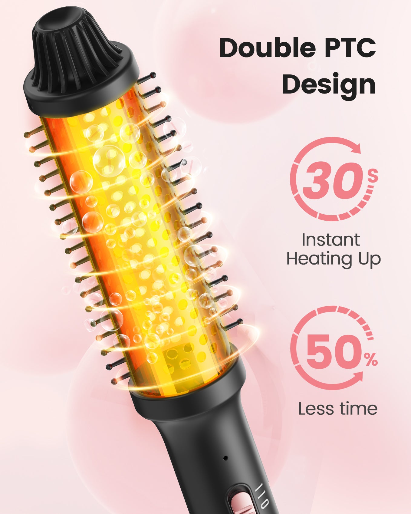 Faszin Negative Ion Single Thermal brush 38mm, 30s Fast Heat Up, Hair Curler Curling Tool,  Easy To Use Hair Styling Tool for Gift