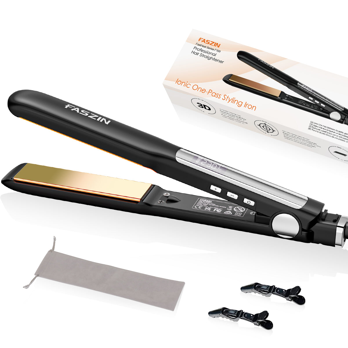 Faszin Shield F100 Ionic Frizz Free One pass Titanium 2 in 1 Hair Straightener Hair Smoothing Iron