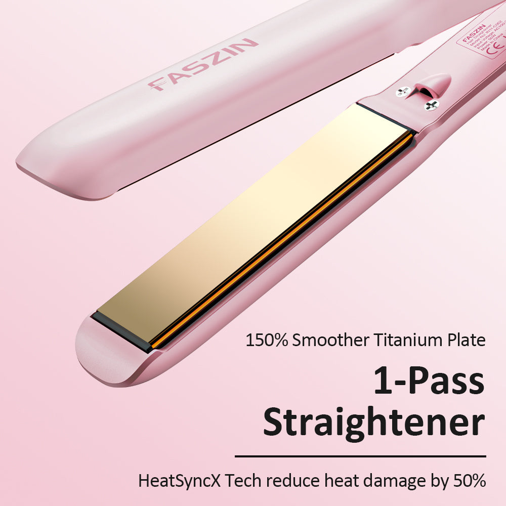 Faszin Hair Straighteners Ionic Titanium Plate for Smooth Shiny Results 20S Fast Heat Up Flat Iron Clear LCD Display 2 in 1 Straightener and